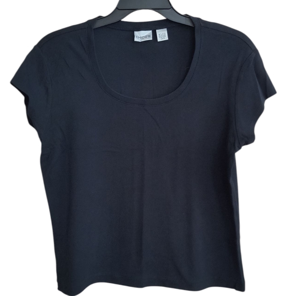 Chico's Black Crew Neck Tee Size 3